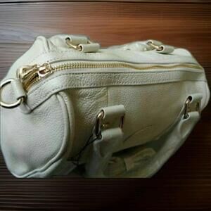 Terzetto Leather Bone color Satchel Handbag Casual Women Purse NEW